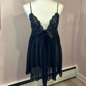 Victoria's Secret Black Lacy Lingerie Nightie / Nightgown